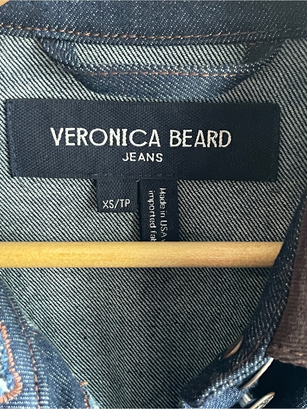 Veronica Beard Dark Blue Denim Jacket with Brown Corduroy Collar - Picture 5 of 10